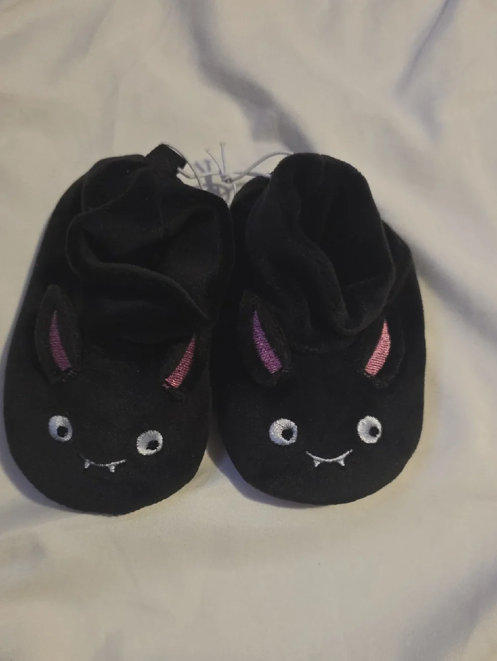 Black Baby Booties with Cute Bat Face